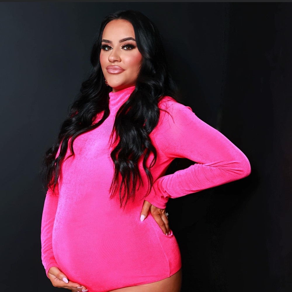 Hot Pink Shine long sleeve bodysuit